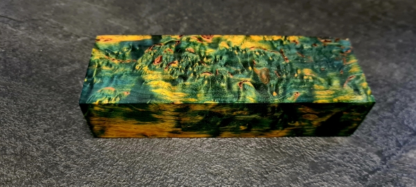Stabilized curly birch green-yellow limited edition (3GGB)